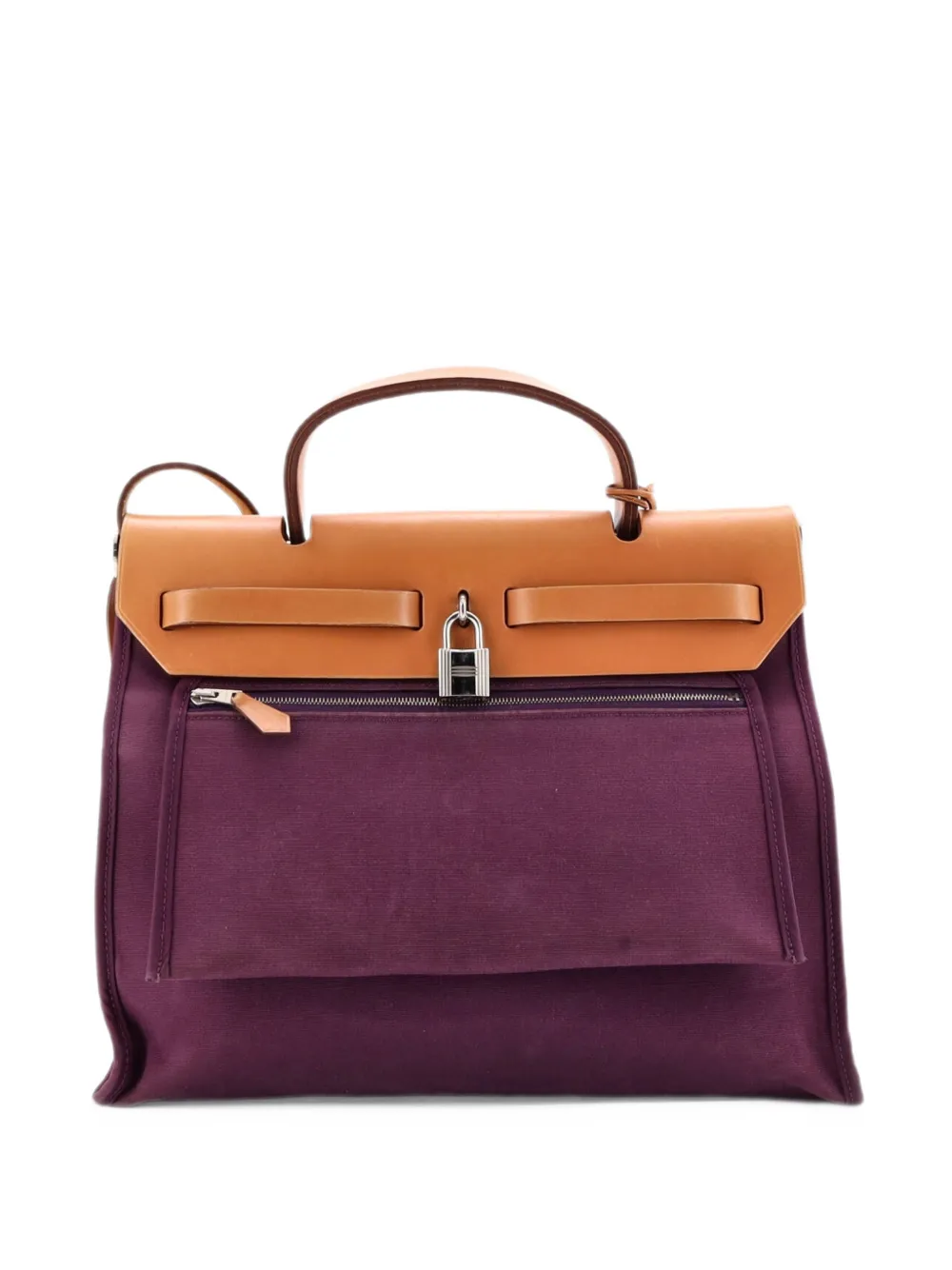 Hermès Pre-Owned Herbag Zip Leather and Toile 31 shoulder bag - Viola