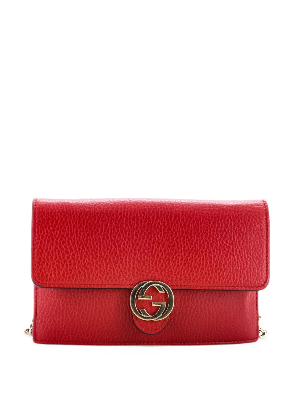 Gucci Pre-Owned Interlocking Wallet on Chain Leather crossbody bag - Rosso