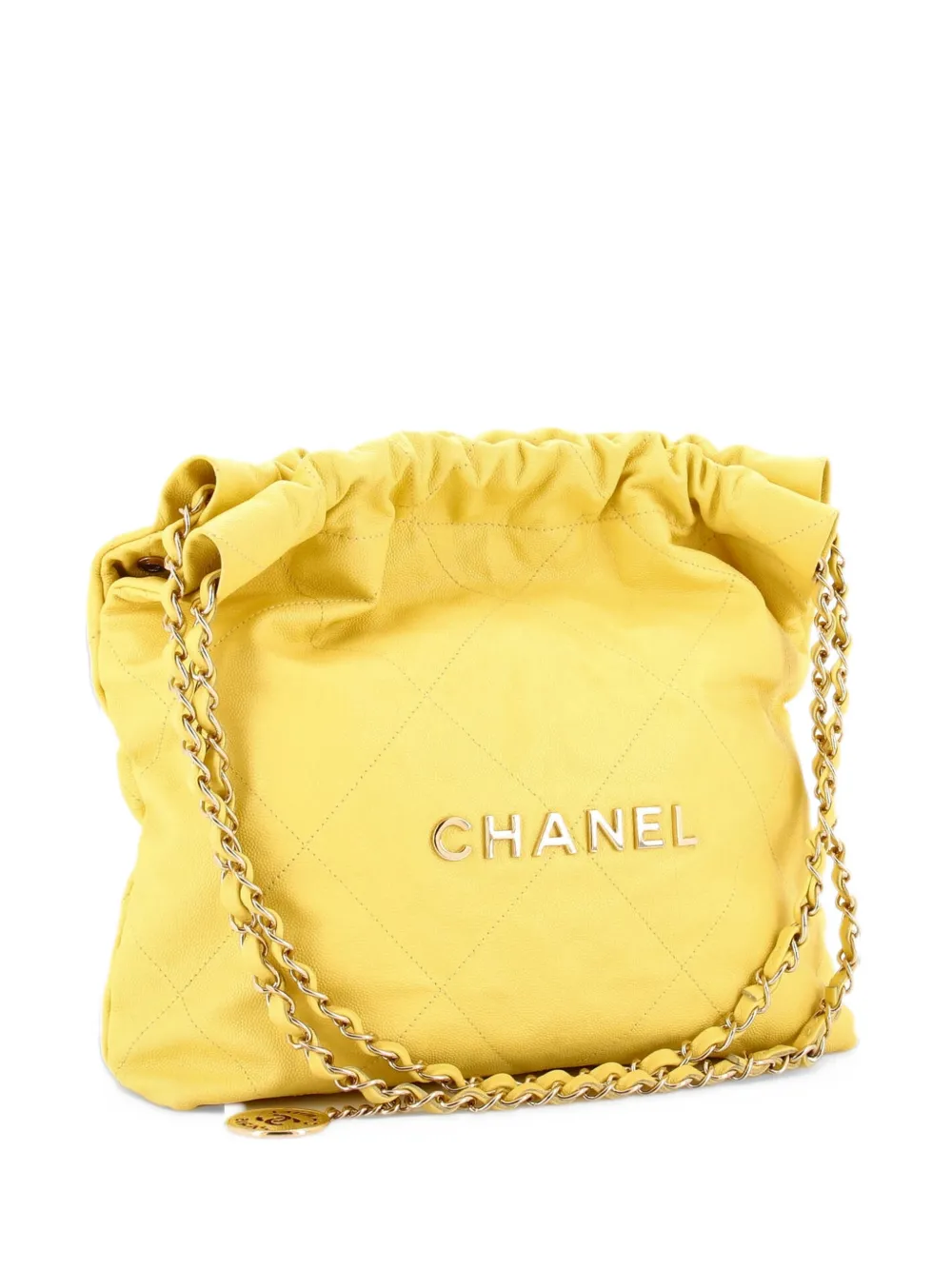 CHANEL Pre-Owned 22 Chain Quilted Caviar Small hobo bag - Giallo