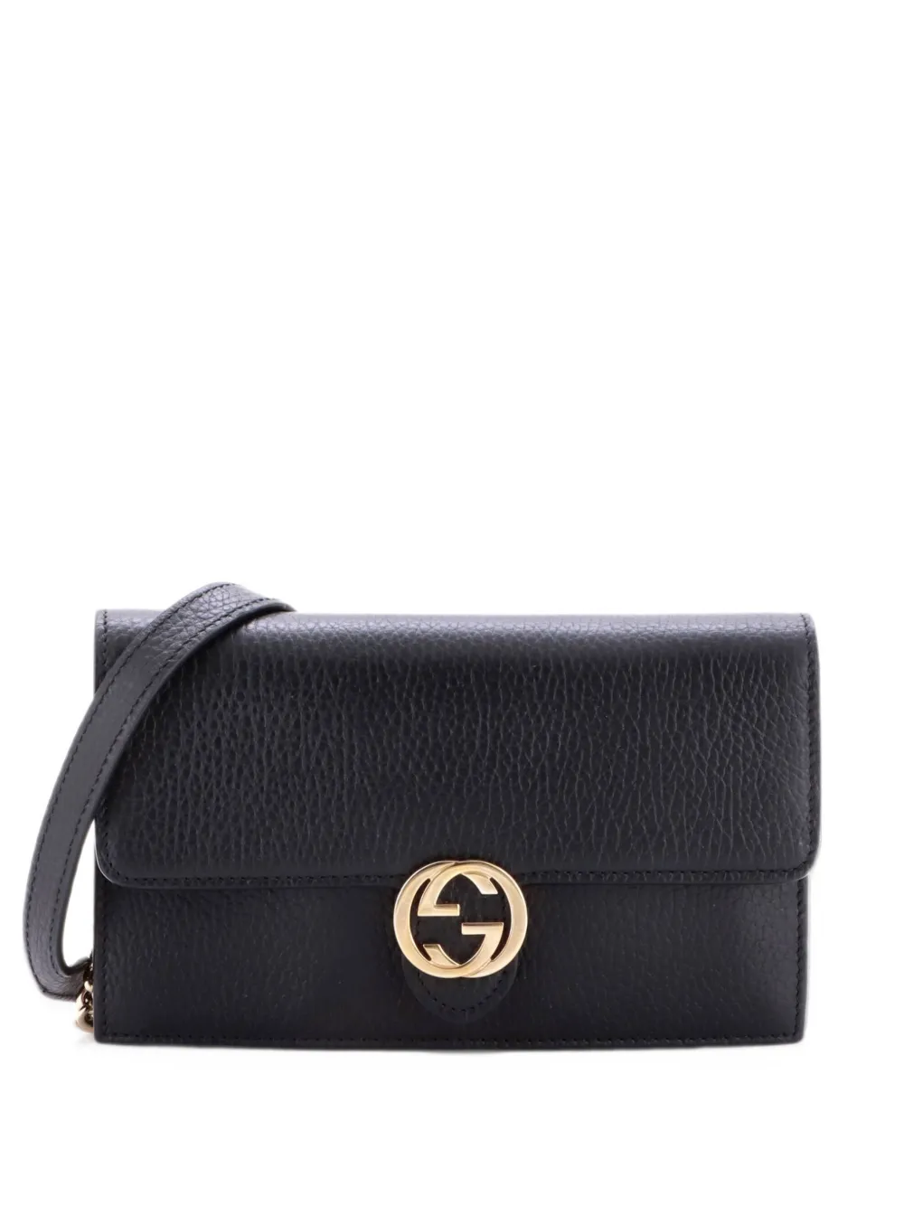 Gucci Pre-Owned Interlocking Wallet on Chain Leather crossbody bag - Black