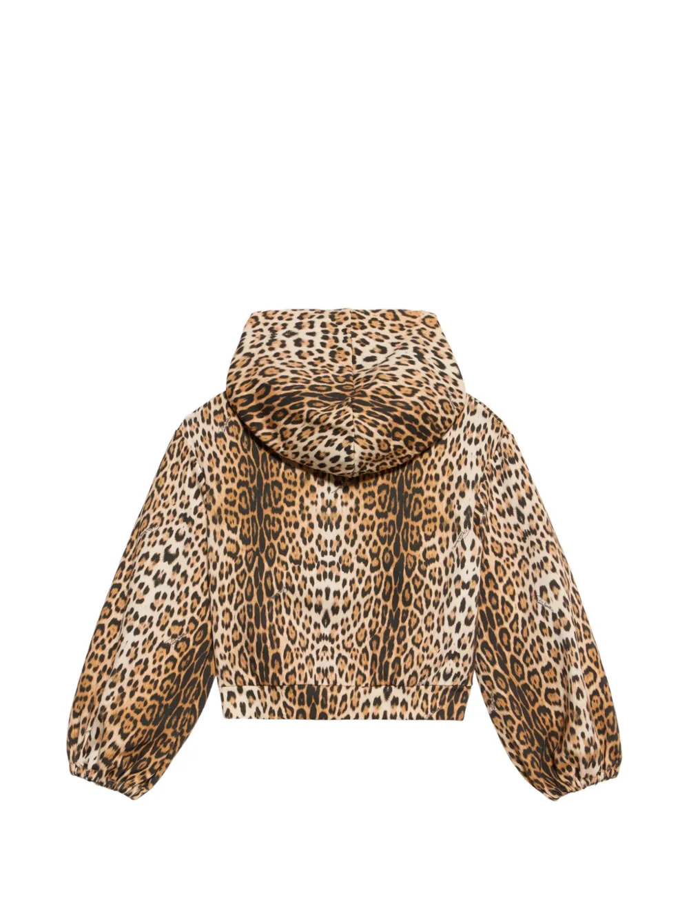 Roberto Cavalli Junior leopard-print floral-embroidered hoodie Beige