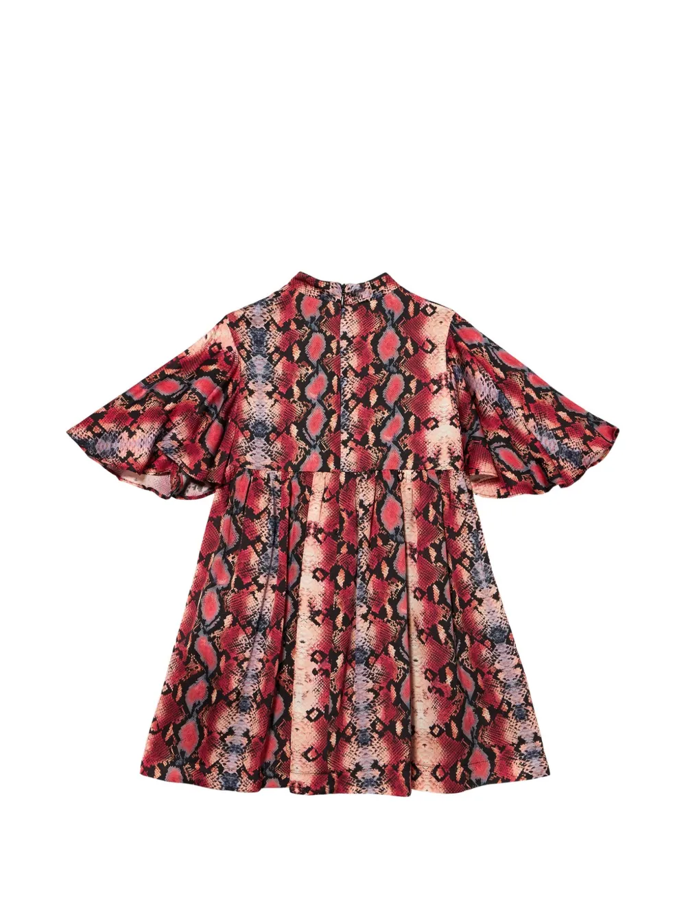 Roberto Cavalli Junior snakeskin-print flutter-sleeve dress Rood