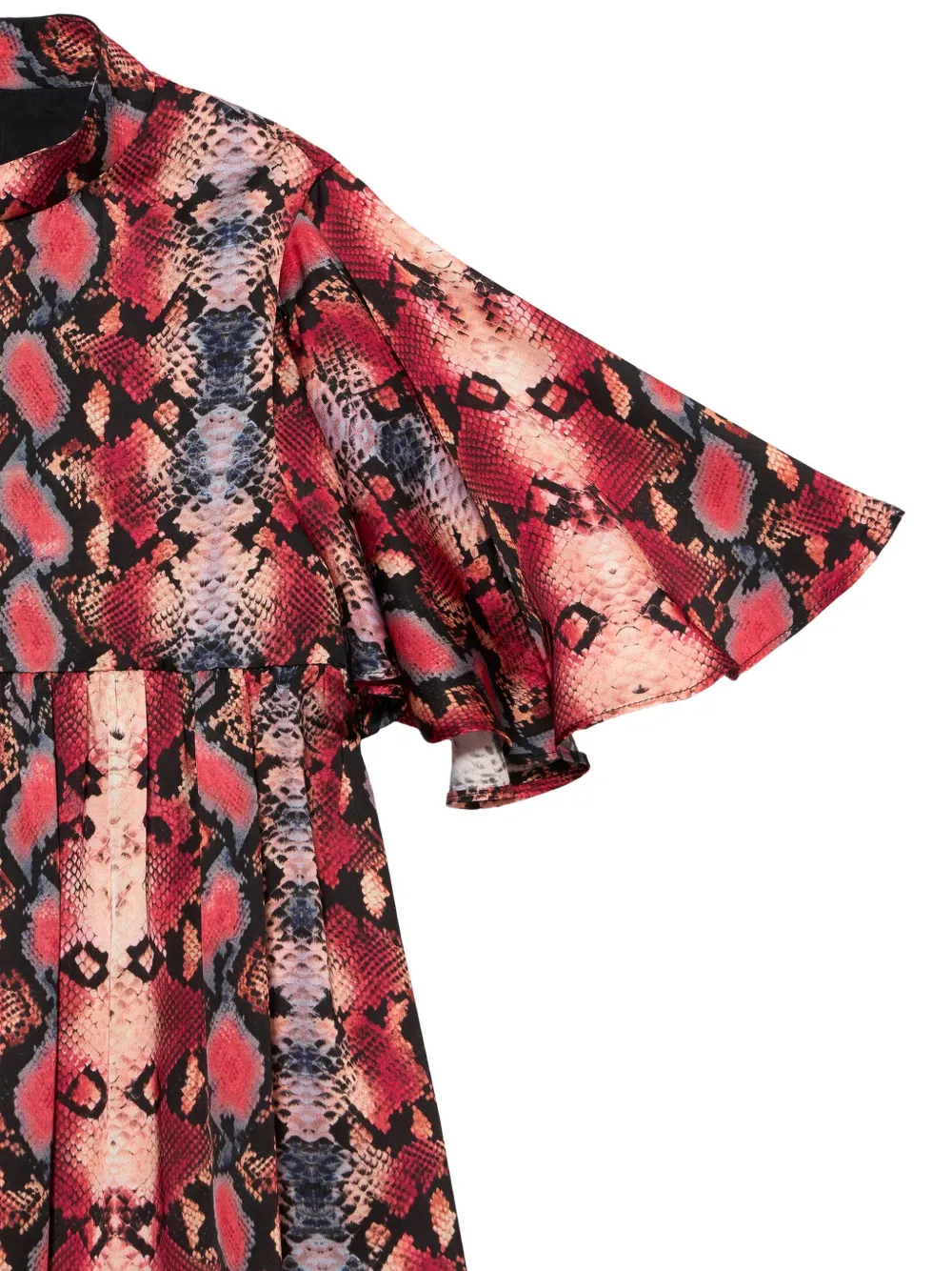 Roberto Cavalli Junior snakeskin-print flutter-sleeve dress Rood