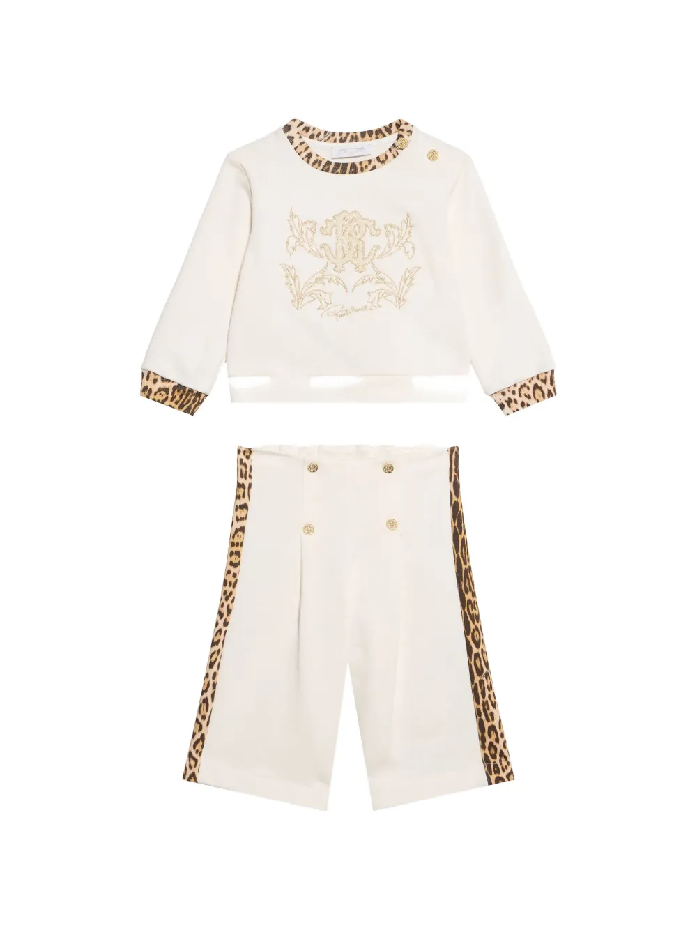 Roberto Cavalli Junior leopard-trim tracksuit - Toni neutri