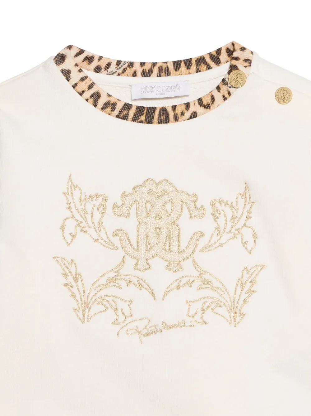 Roberto Cavalli Junior leopard-trim tracksuit Beige