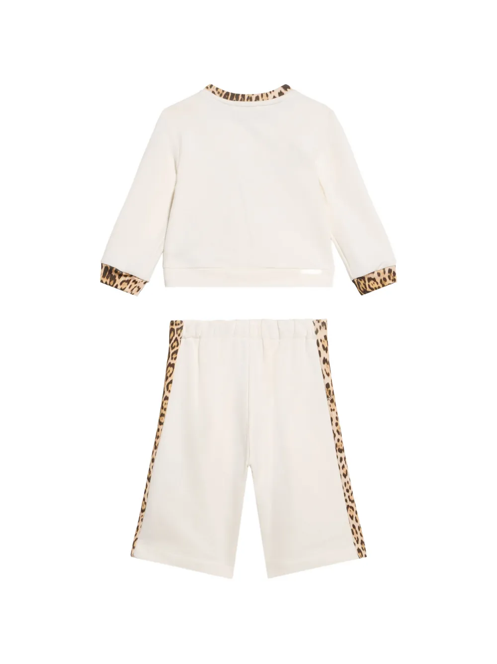 Roberto Cavalli Junior leopard-trim tracksuit Beige