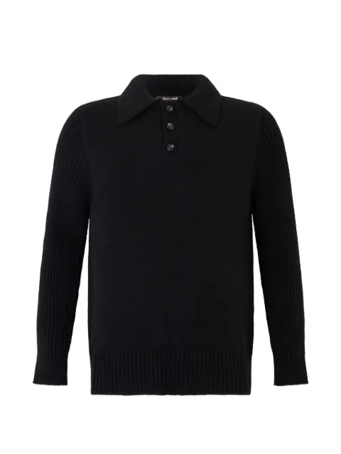 Roberto Cavalli ribbed-knit polo sweater