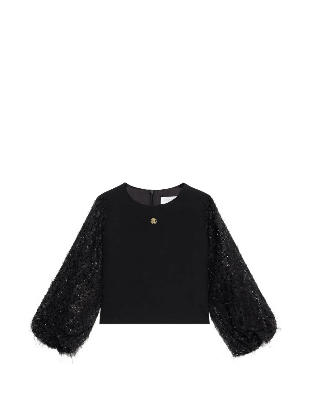 Roberto Cavalli Junior sequin-embellished feather-trim top - Nero