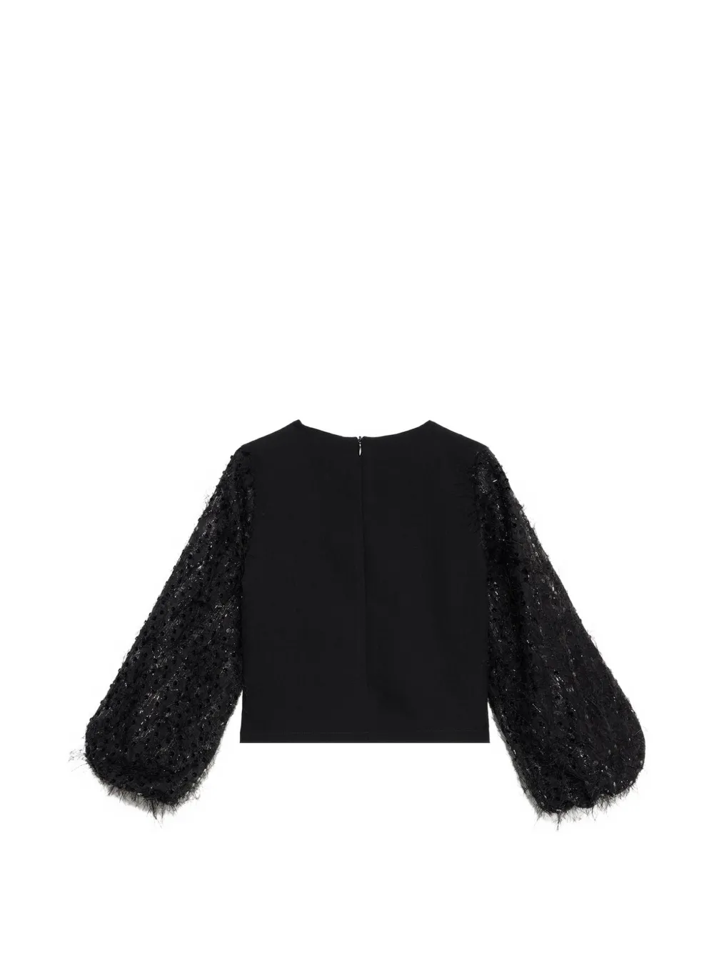 Roberto Cavalli Junior sequin-embellished feather-trim top Zwart