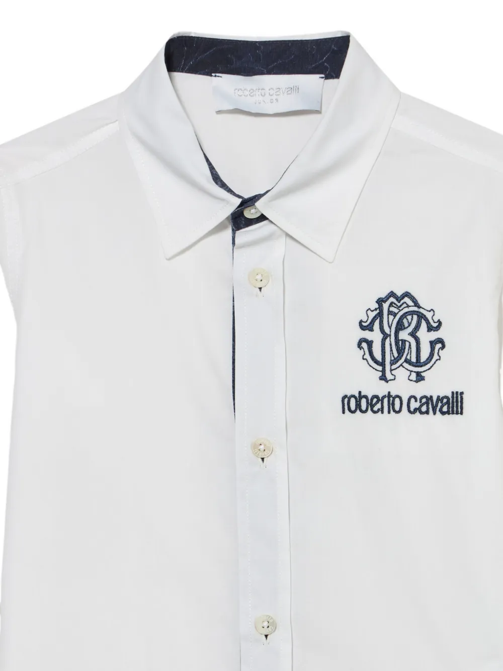 Roberto Cavalli Junior logo-embroidered shirt Wit
