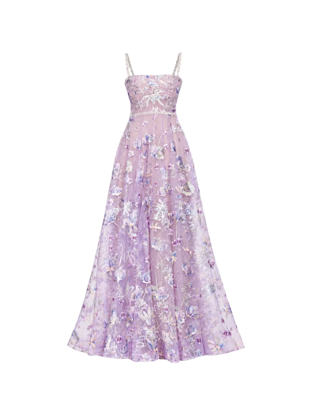 Bronx and Banco Midnight embroidered floral maxi gown - Purple