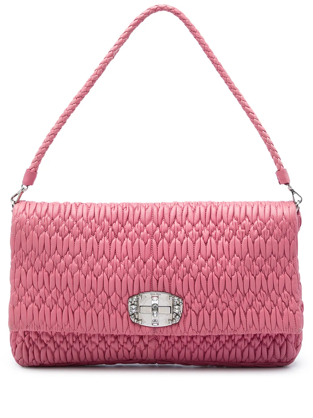 Miu Miu Pre-Owned 2010-2026 Matelasse Nappa Crystal Chain satchel - Rosa