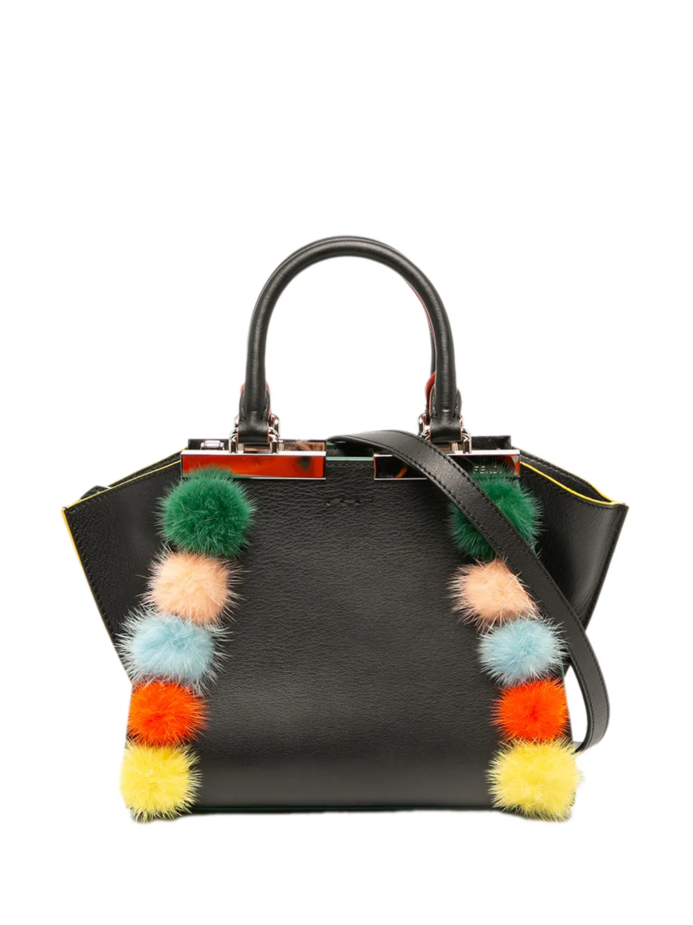 Fendi Pre-Owned 2010-2026 Mini Leather Pom Pom 3Jours satchel - Black