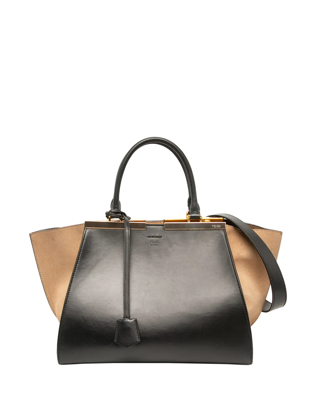 Fendi Pre-Owned 2010-2026 Medium Bicolor Calfskin and Suede 3Jours satchel - Black