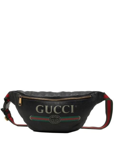 Gucci Pre-Owned Web bæltetaske i grynet kalveskind med logo fra 2016-2026
