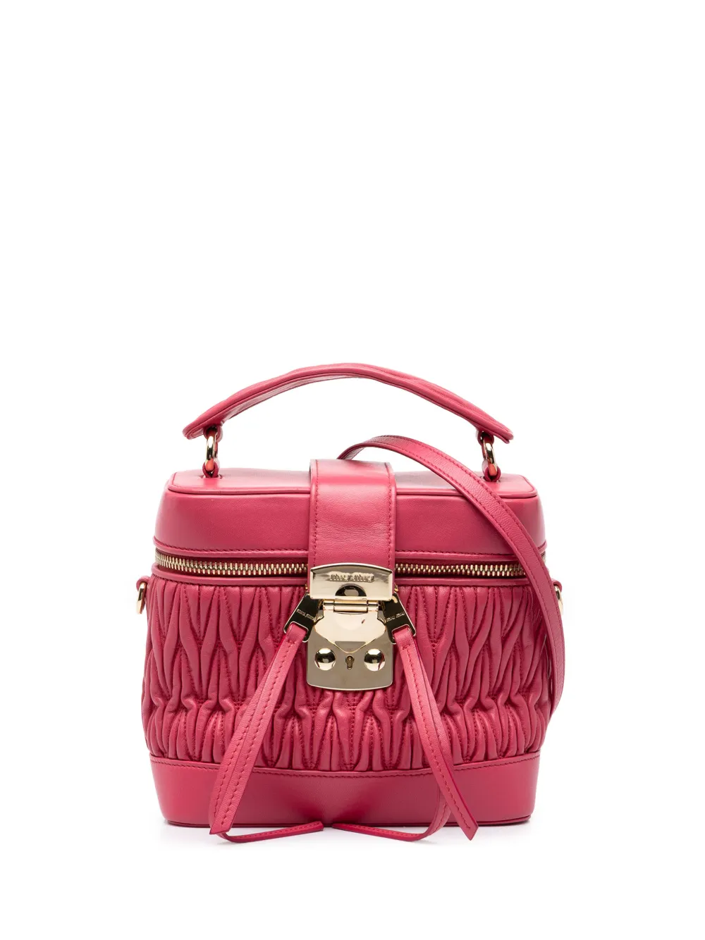 Miu Miu Pre-Owned 2010-2026 Matelasse Nappa Top Handle Vanity Case satchel - Rosa