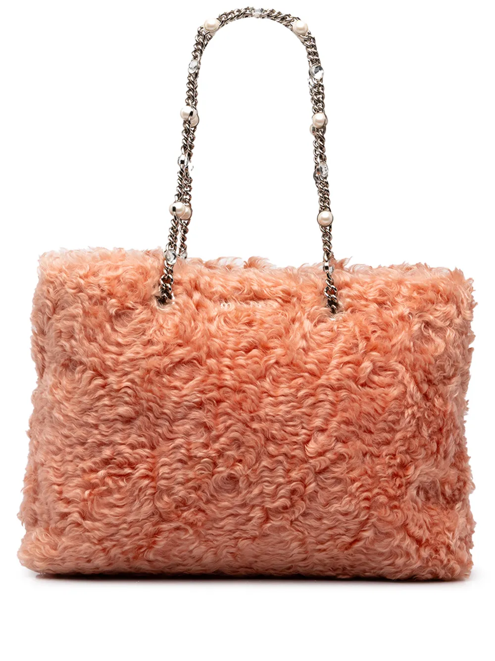 Miu Miu Pre-Owned 2010-2026 Eco Shearling Crystal Chain tote bag - Rosa