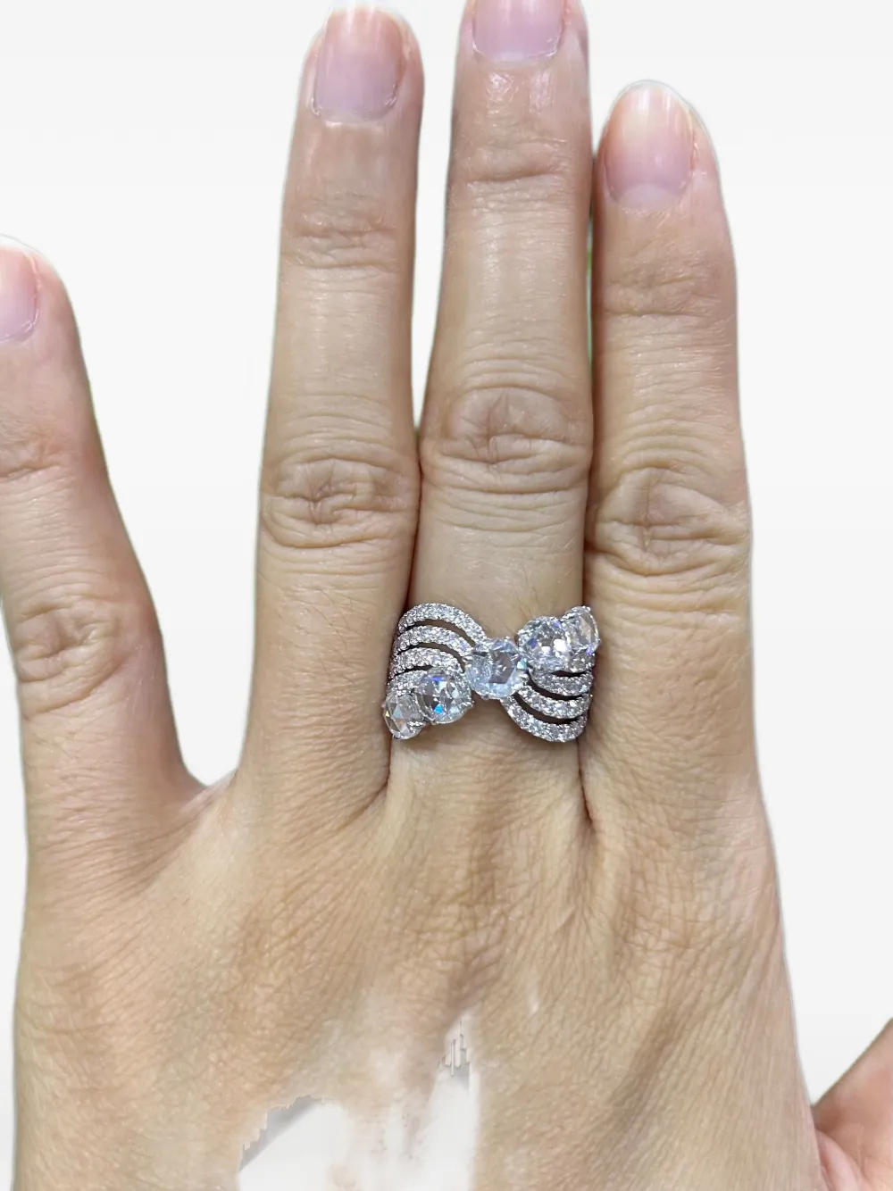 HYT Jewelry embellished diamond multi-band ring - Argento