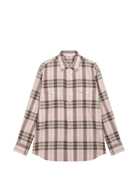Auralee check-print pocket-detail shirt