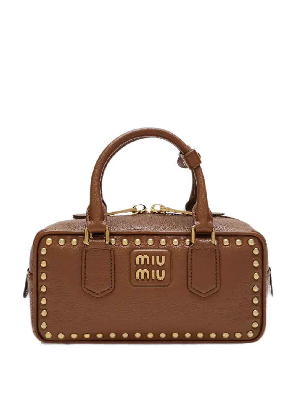 Miu Miu Arcadie studded leather bag - Marrone