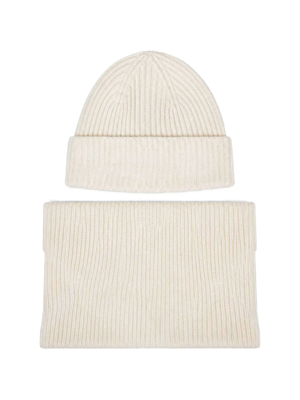 MC2 Saint Barth Set met wollen muts en sjaal met capuchon Beige