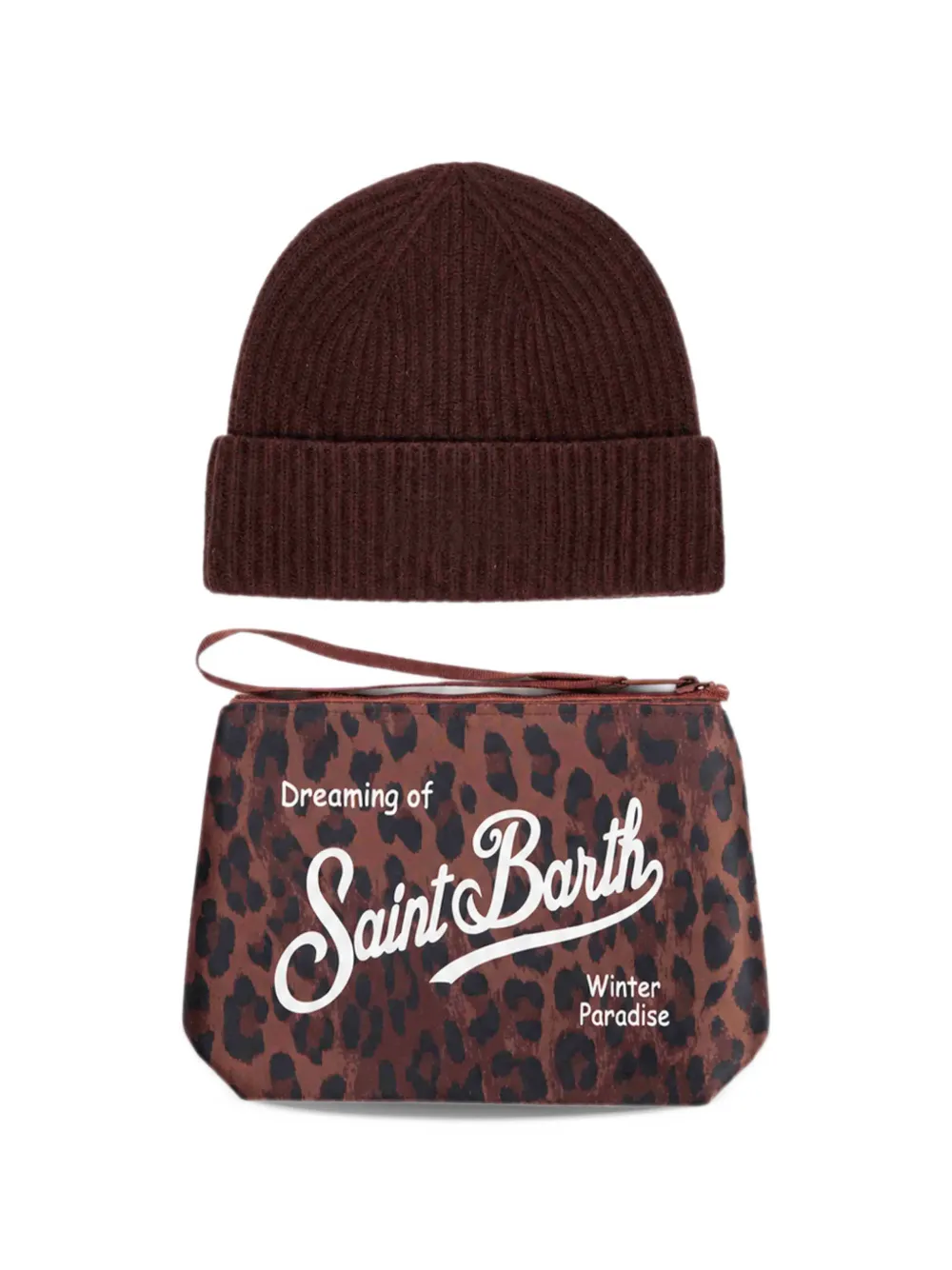 MC2 Saint Barth Set met muts en buidel met luipaard-print Bruin