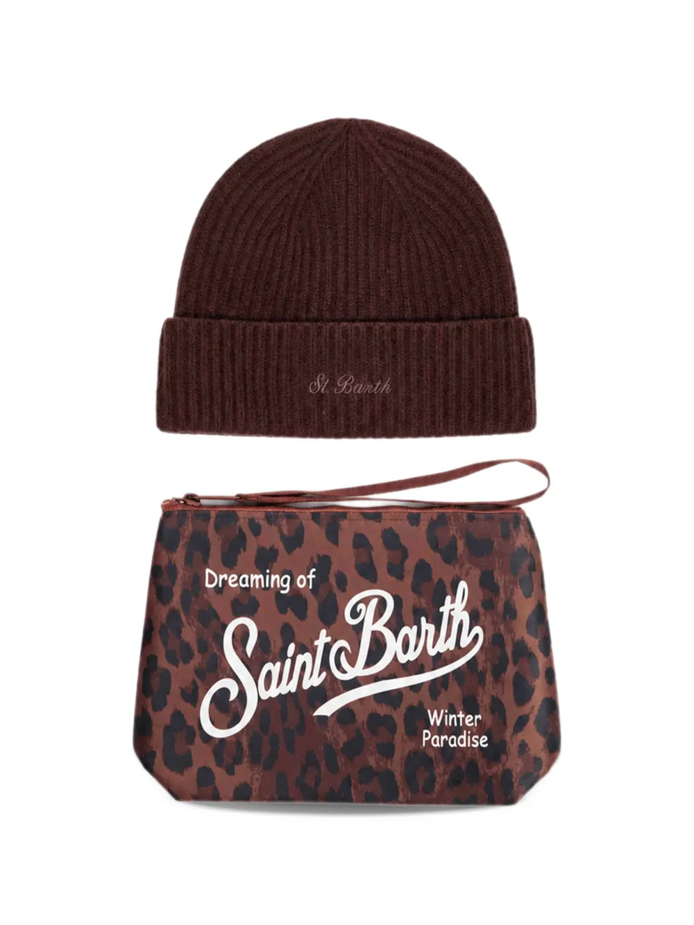 MC2 Saint Barth Teddy pochette and beanie set Bruin