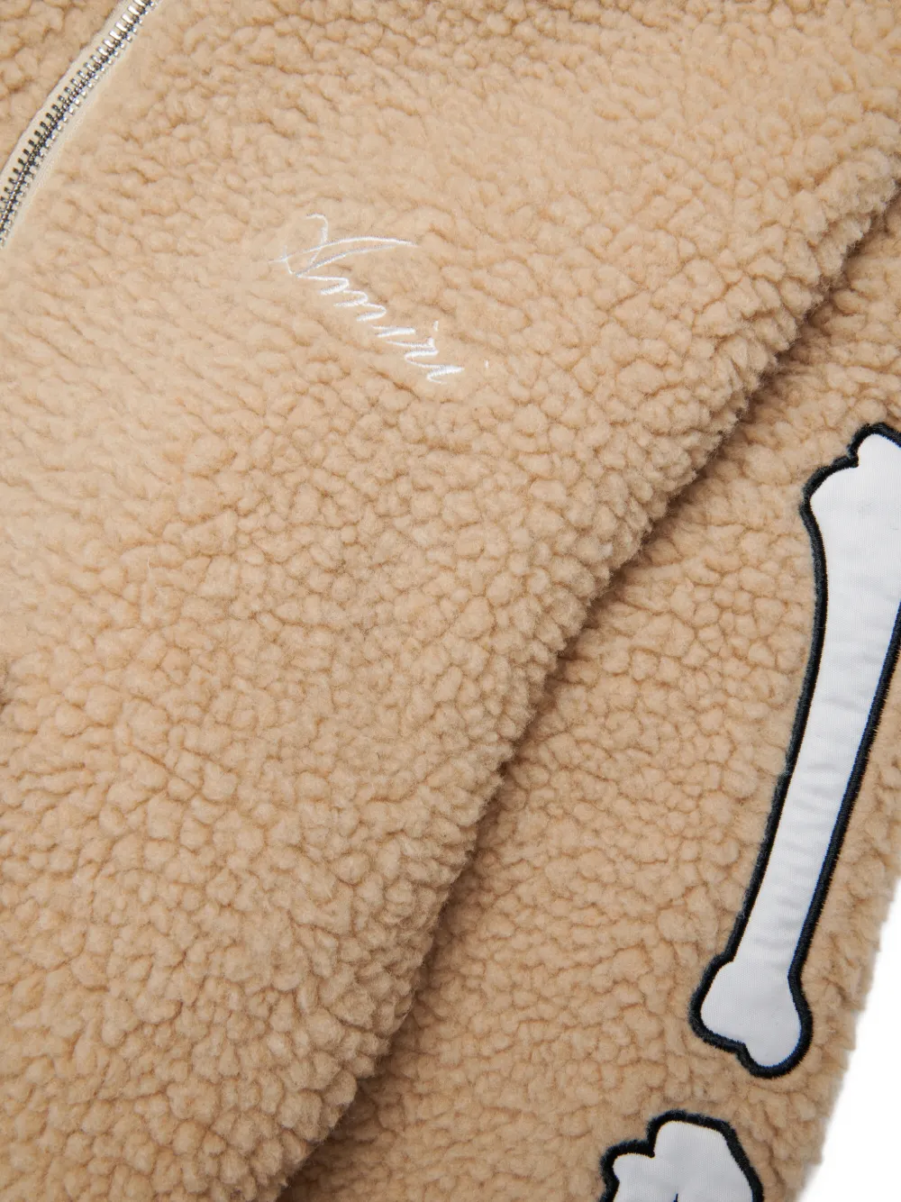 AMIRI KIDS bones-appliqué hooded bomber jacket Beige