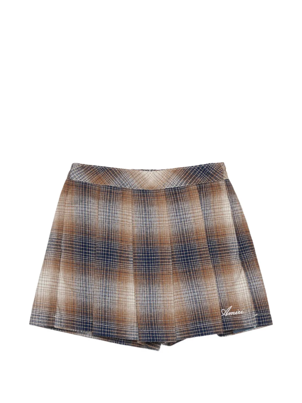 AMIRI KIDS check-pattern pleated skorts - Marrone