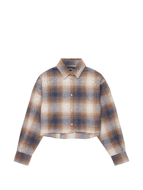 AMIRI KIDS checked rhinestone-embellished shirt