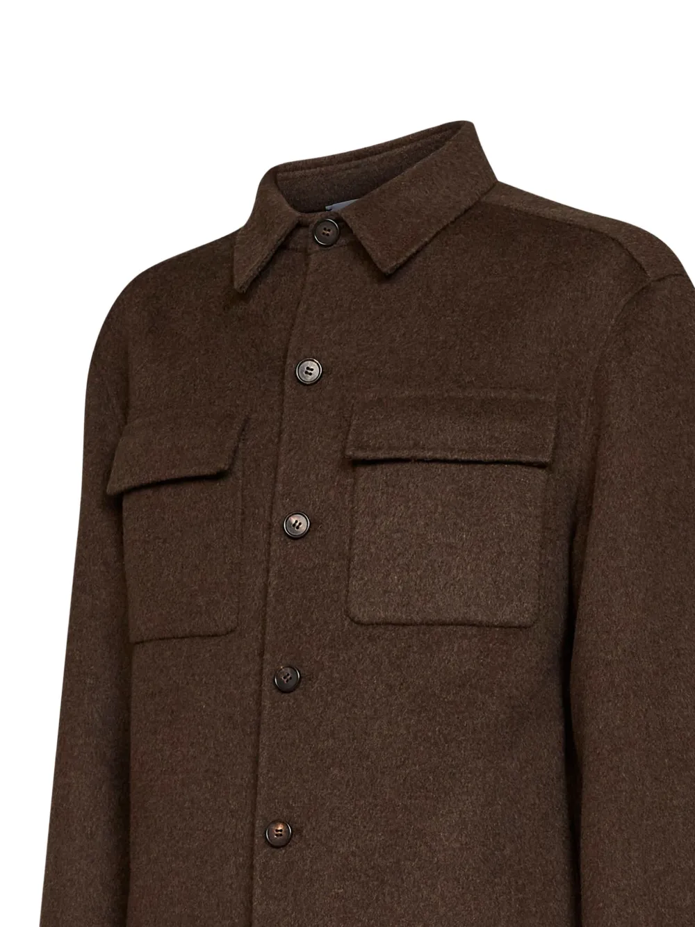 D4.0 Wollen shirtjack met opgestikte zak Bruin