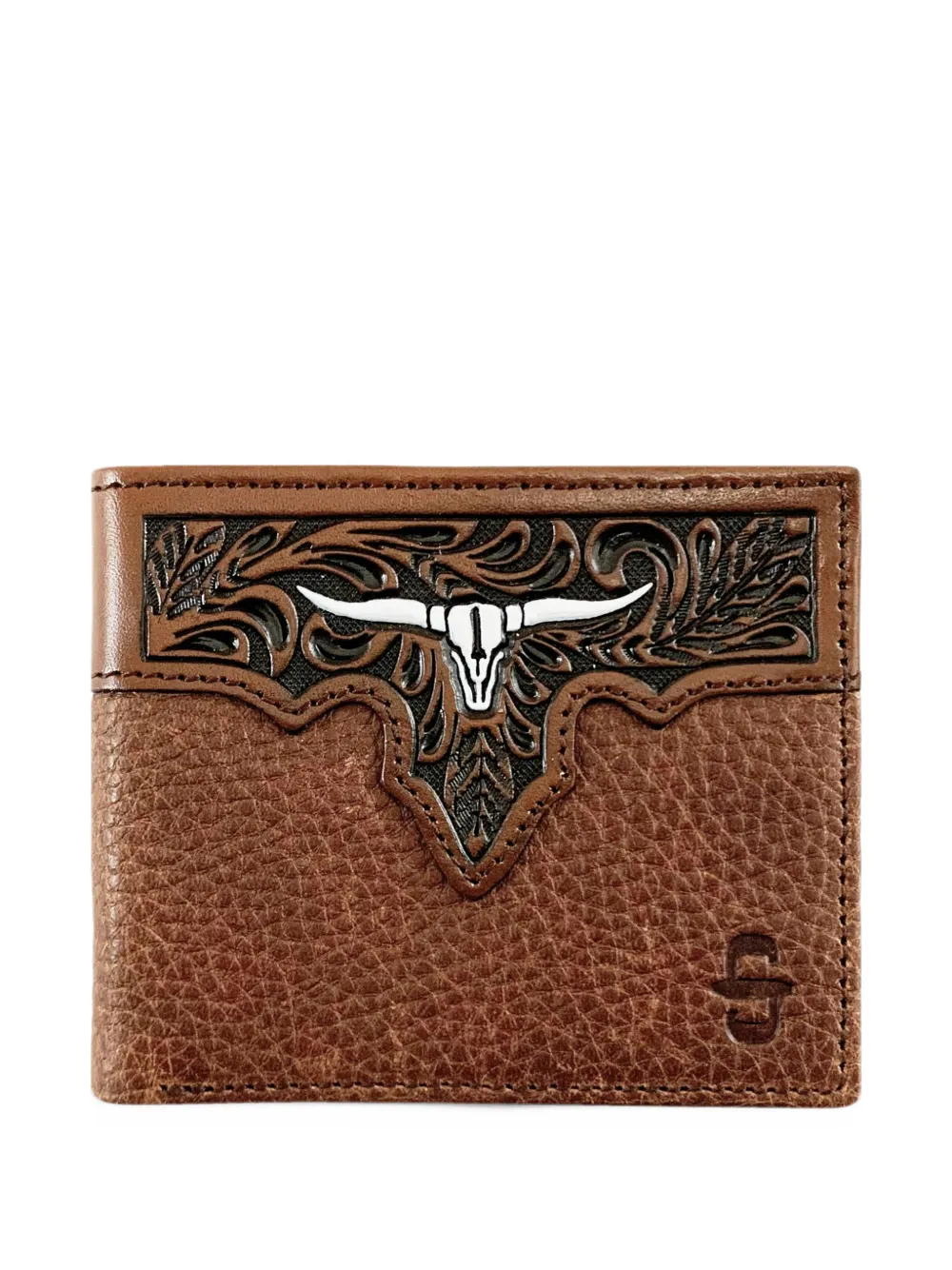 Stetson Steer Head leather bi-fold wallet - Marrone