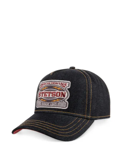 Stetson logo-patch denim trucker cap