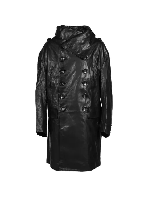 GREG ROSS double-breasted oversized leather coat