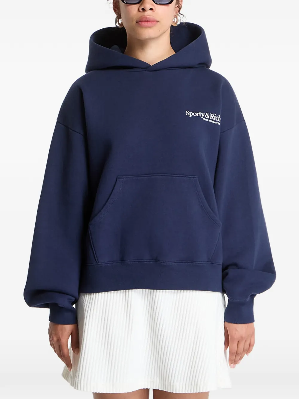 Sporty & Rich Modern logo-print hoodie Blauw