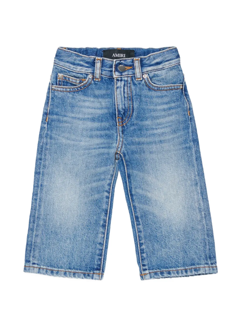 AMIRI KIDS embroidered-logo straight-leg jeans - Blu