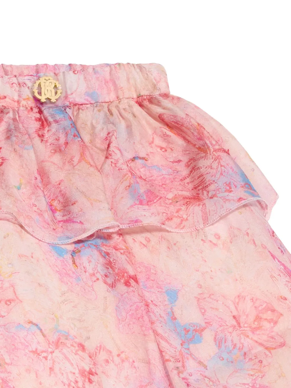 Roberto Cavalli Junior floral-print ruffled skirt Roze