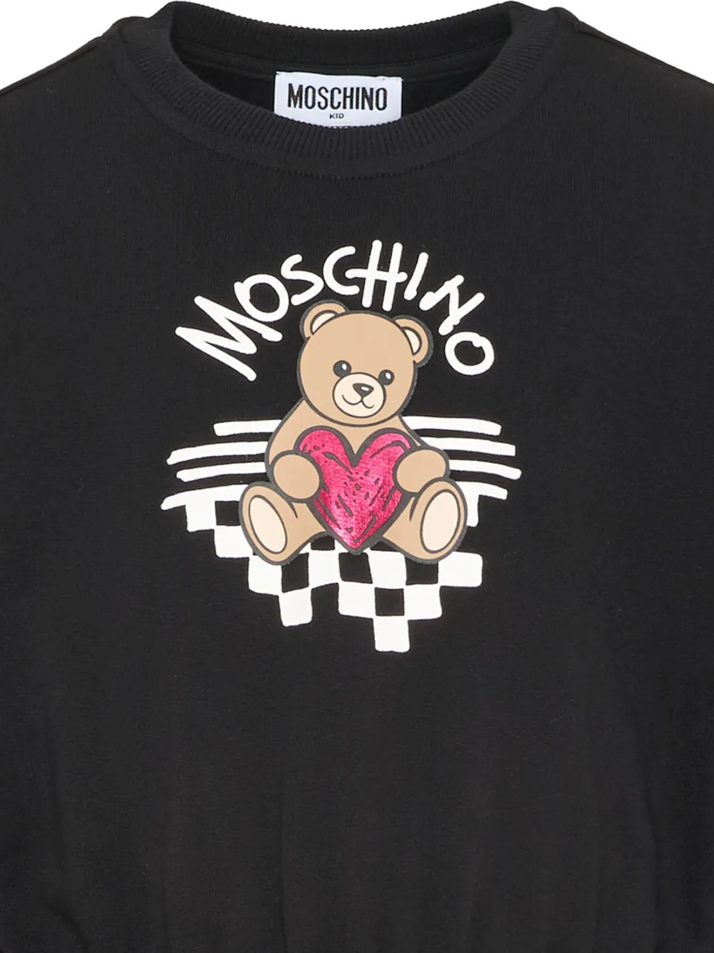 Moschino Kids Teddy Bear-print elasticated-waist dress Zwart