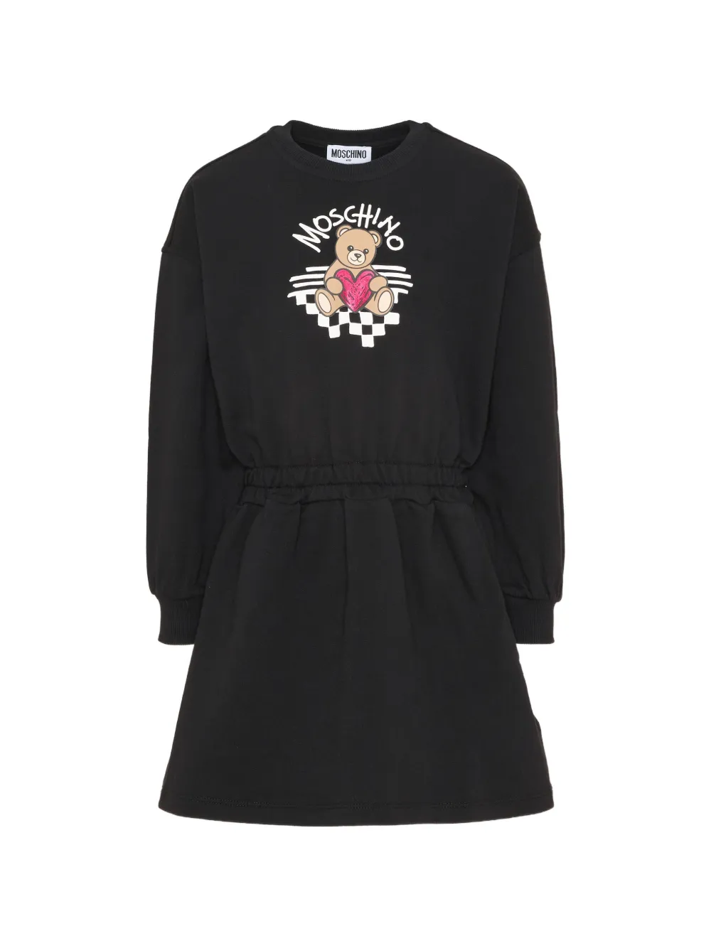 Moschino Kids Teddy Bear-print elasticated-waist dress Zwart