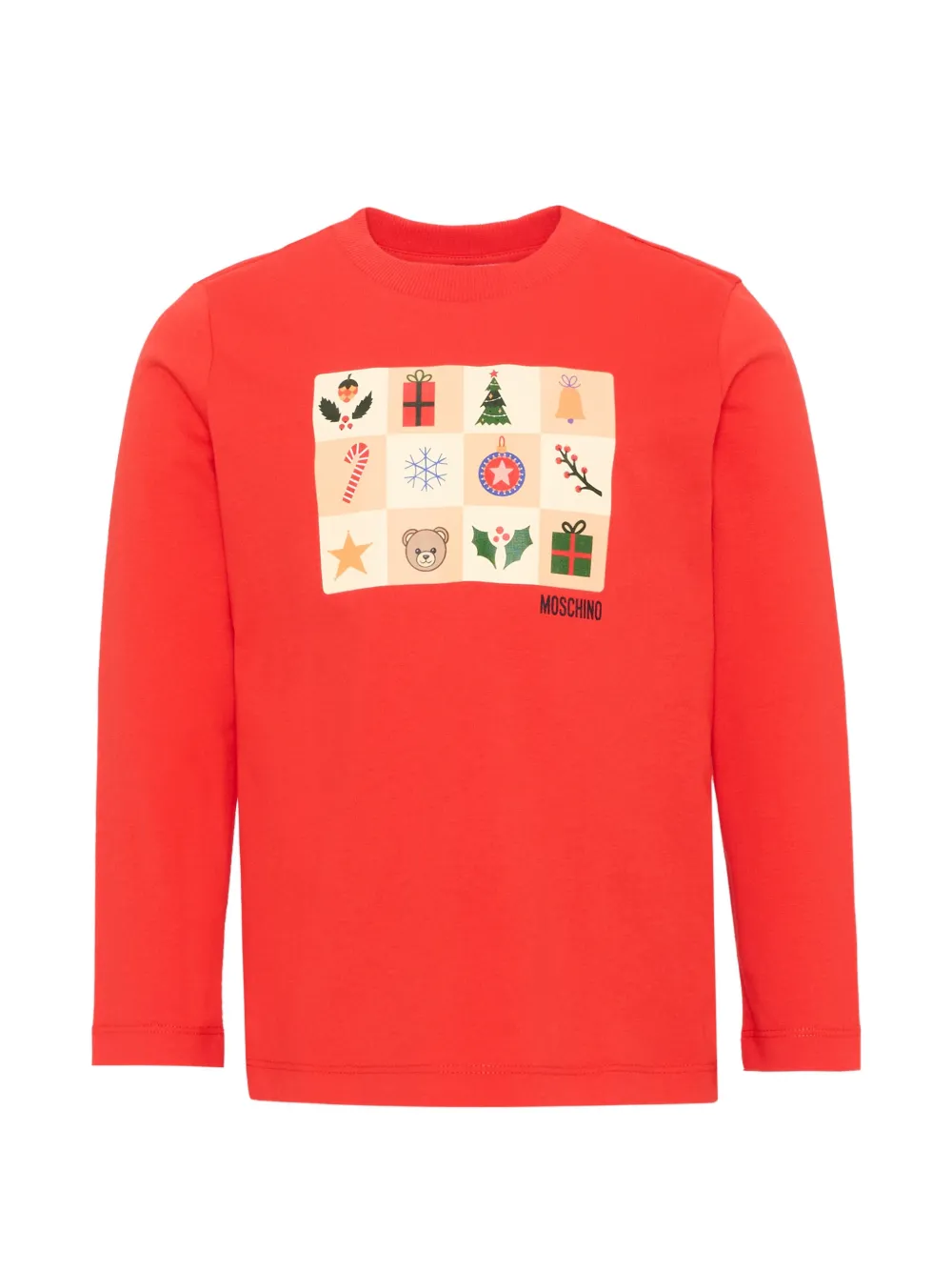 Moschino Kids graphic-print long-sleeve T-shirt Rood