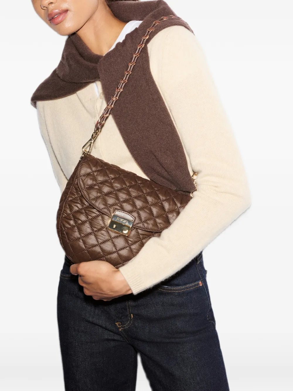Mz Wallace Crosby Lock quilted crossbody bag - Marrone