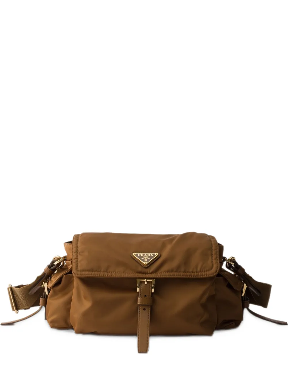 Prada Explore medium Re-Nylon shoulder bag with flap - Marrone