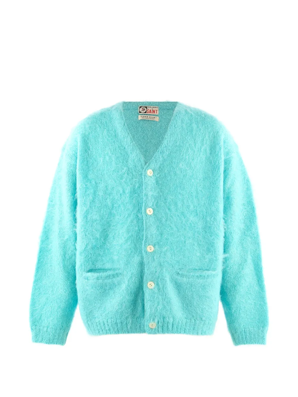 SAINT MXXXXXX brushed-finish V-neck cardigan - Blue