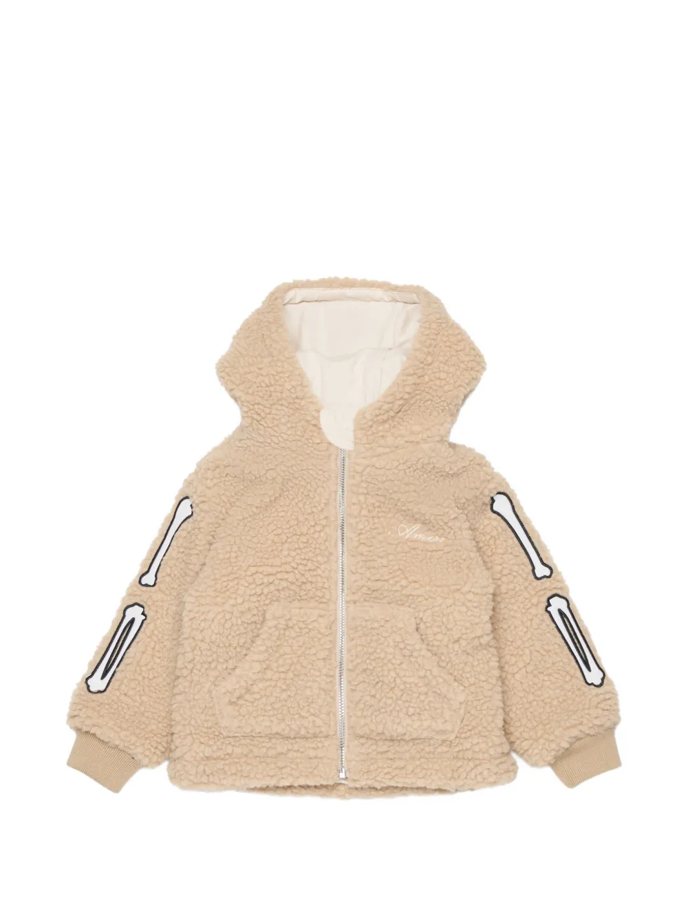 AMIRI KIDS bone-appliqué teddy jacket Beige