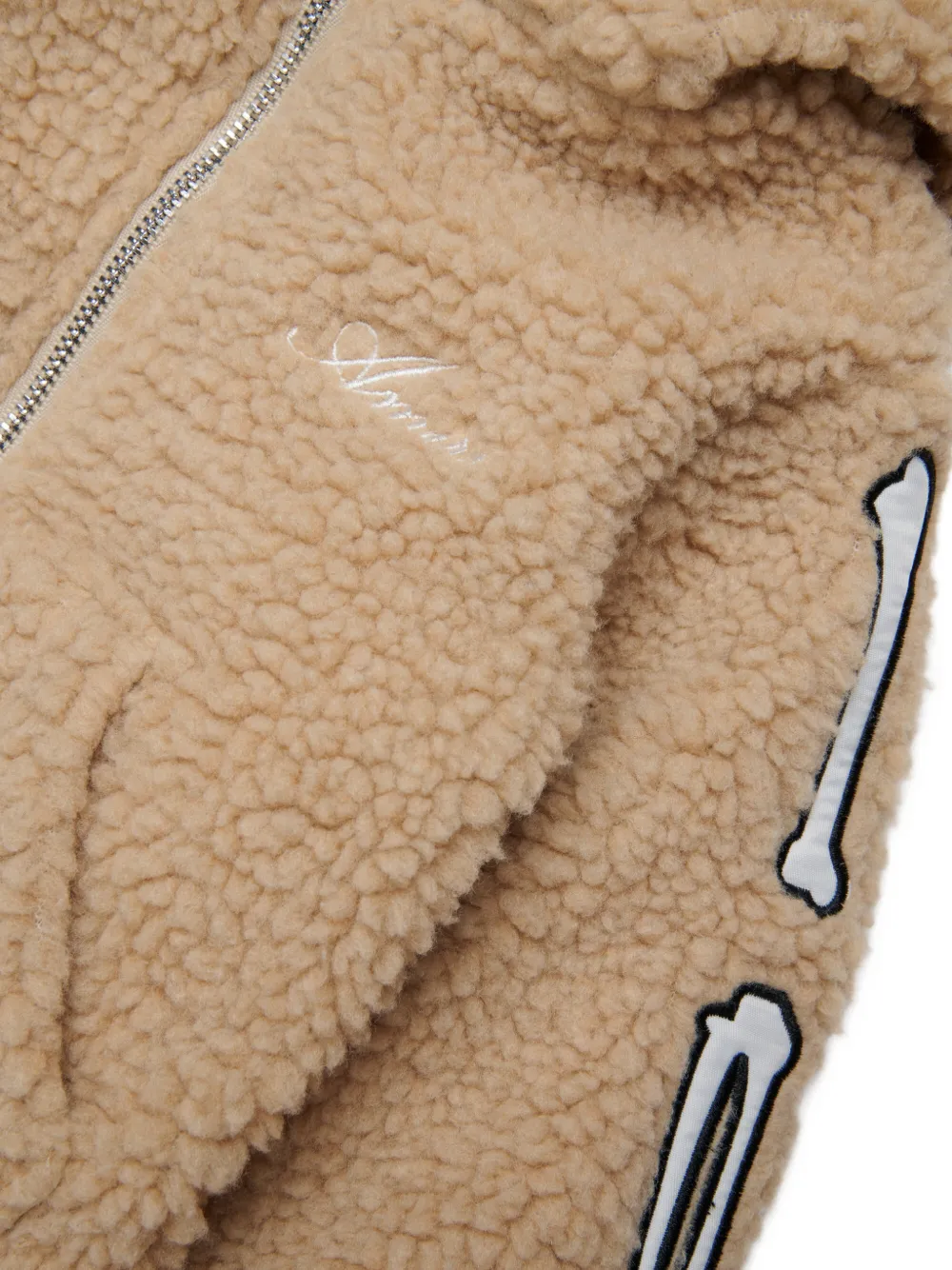 AMIRI KIDS bone-appliqué teddy jacket Beige