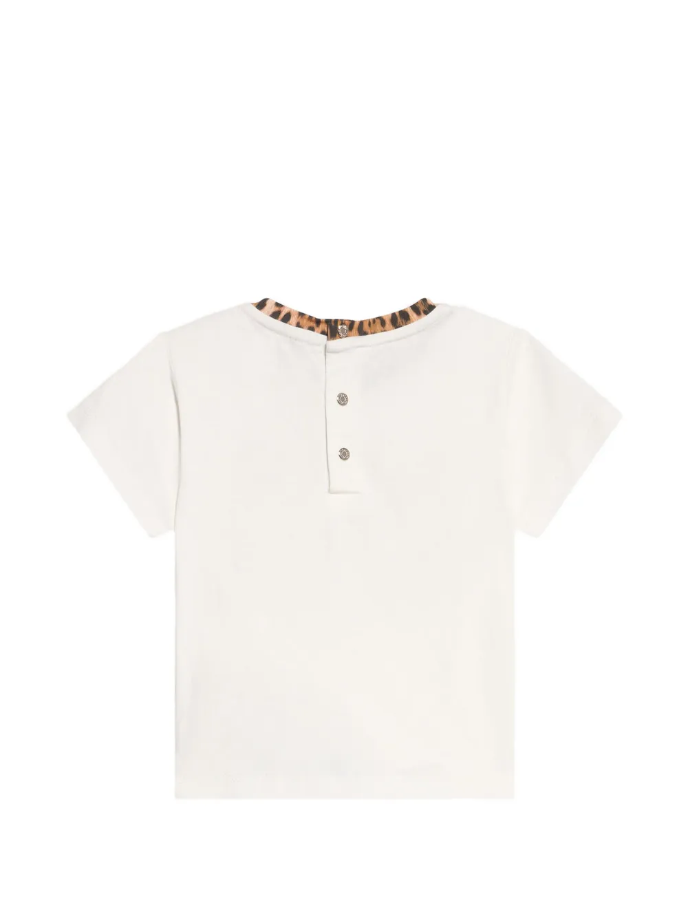 Roberto Cavalli Junior leopard-print embroidered T-shirt Beige