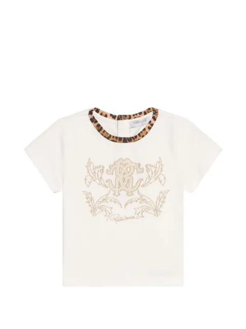 Roberto Cavalli Junior leopard-print embroidered T-shirt