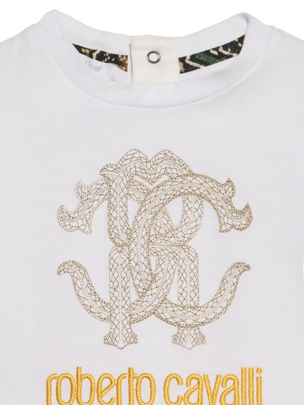 Roberto Cavalli Junior logo-embroidered T-shirt Wit