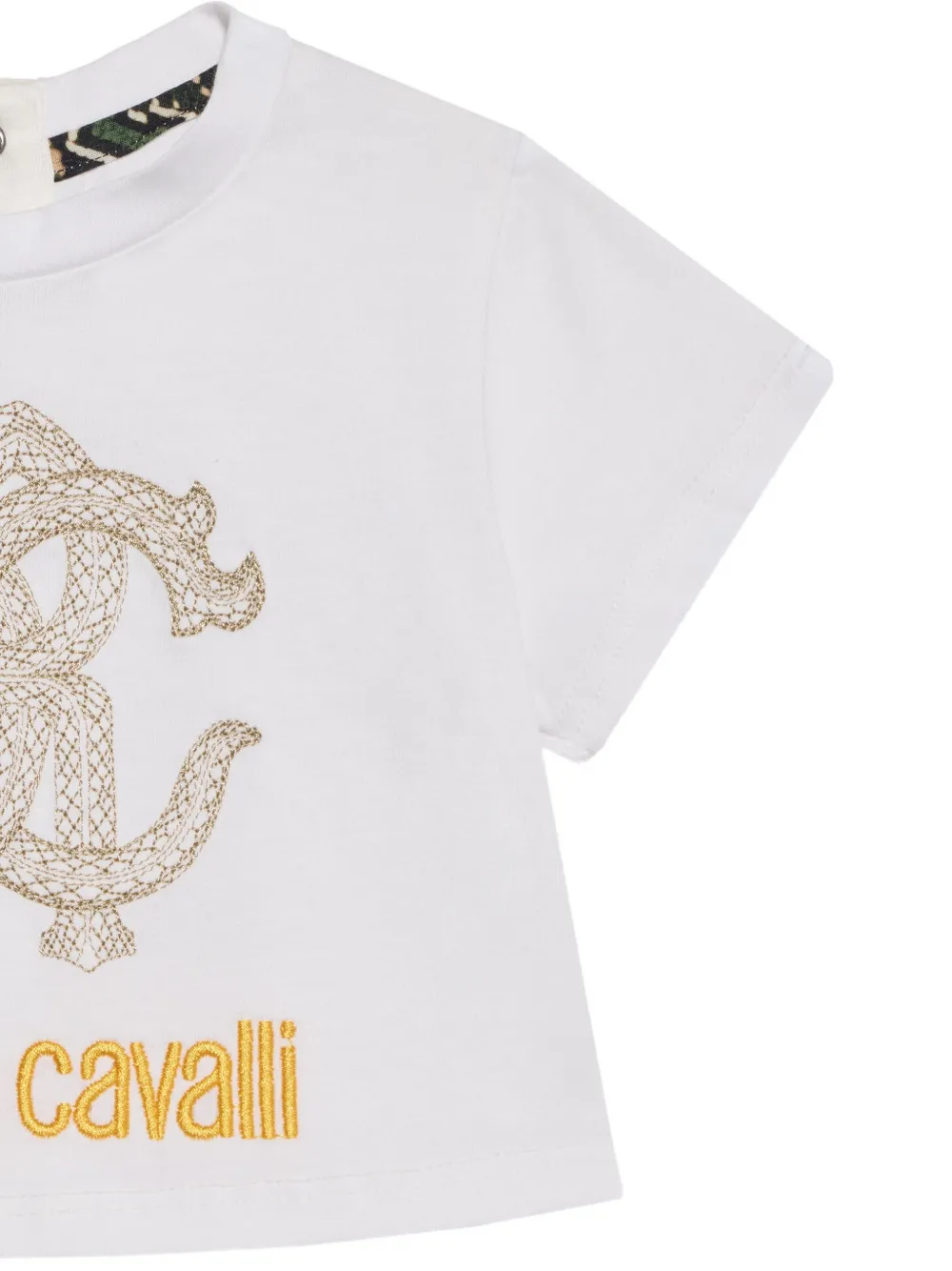 Roberto Cavalli Junior logo-embroidered T-shirt Wit