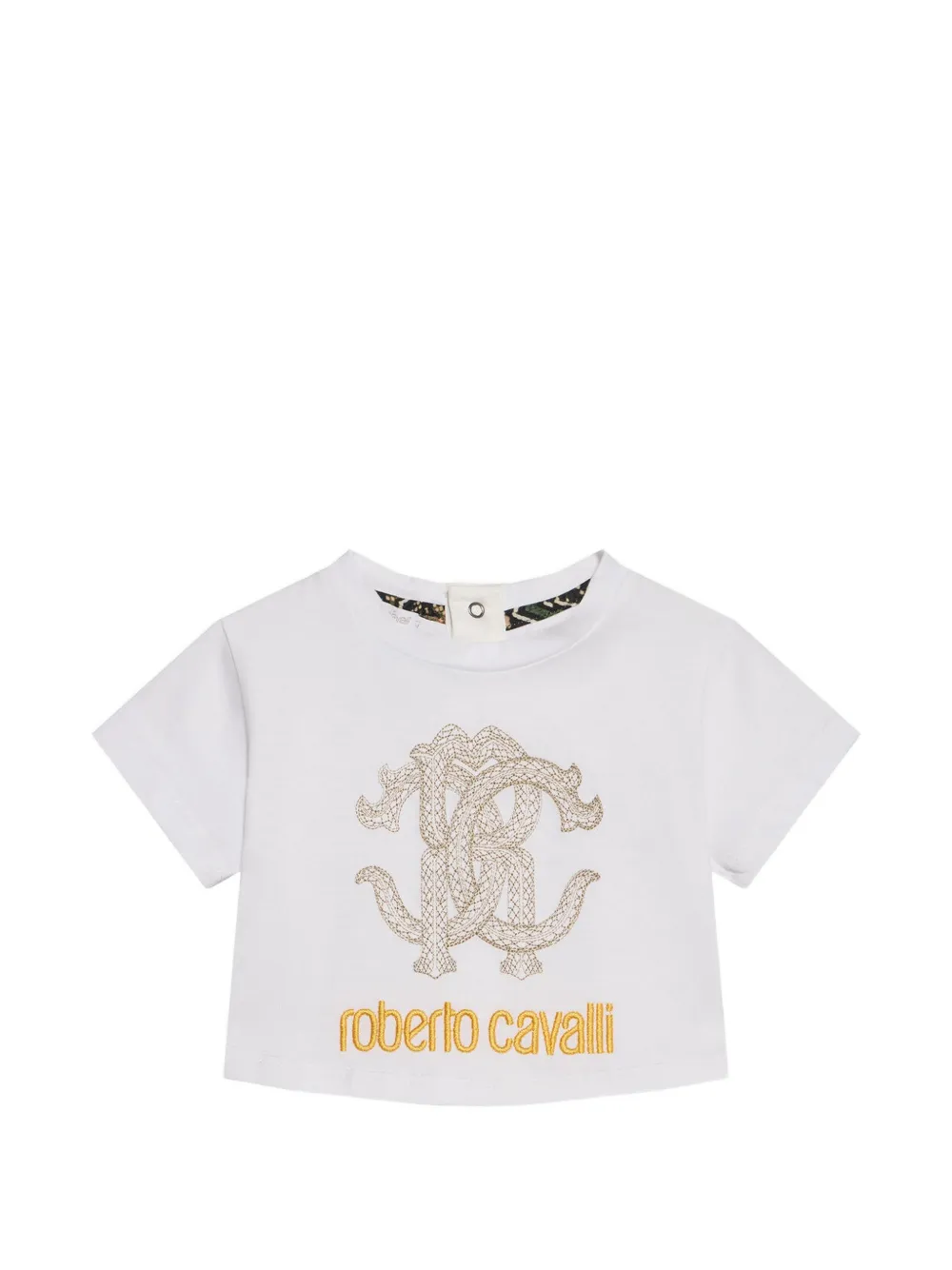 Roberto Cavalli Junior logo-embroidered T-shirt Wit